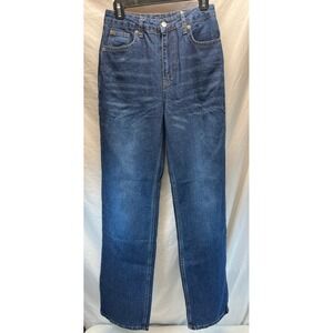 High Waisted Jeans Straight Leg Dark Wash Denim Pants Casual Size‎ W 26 L 31